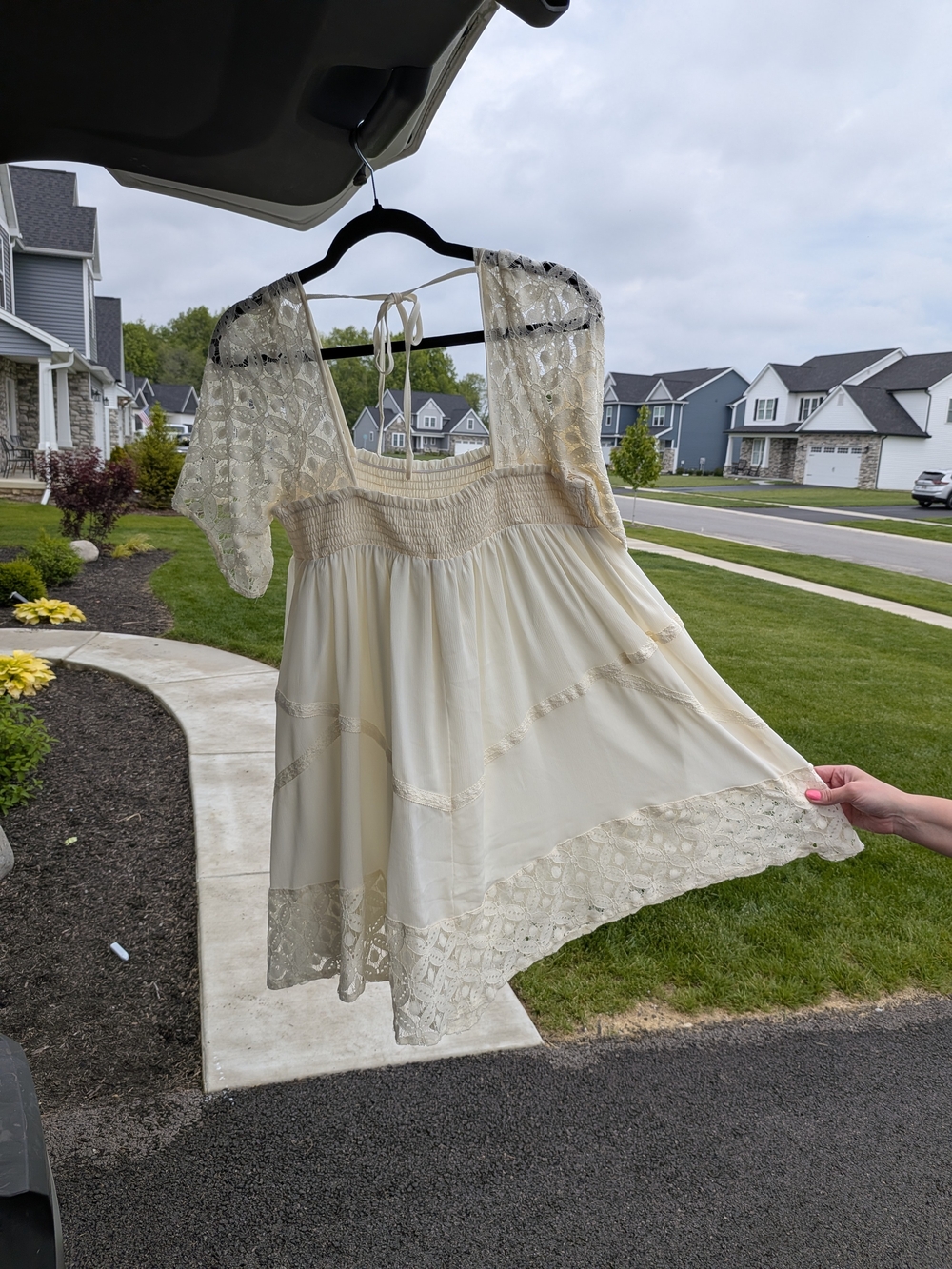 Cream Lace Babydoll Dress